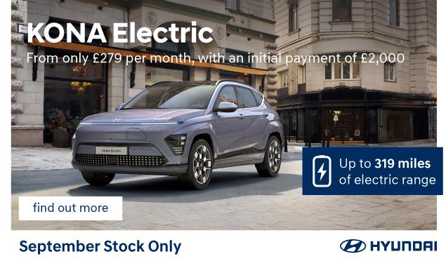 The Hyundai KONA Electric is available to buy from Richmond Hyundai from only £279 per month