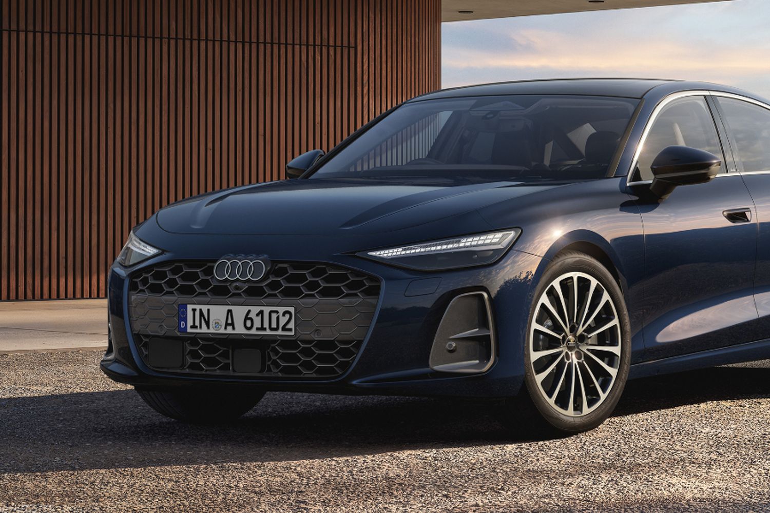 New Audi A6 Saloon, available at Belfast and Portadown Audi, in black parked in driveway