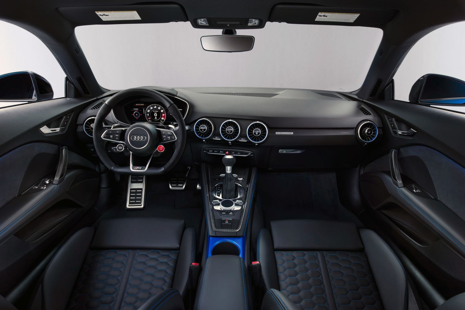 New Audi TT RS Coupe interior image of drivers controls and digital cockpit