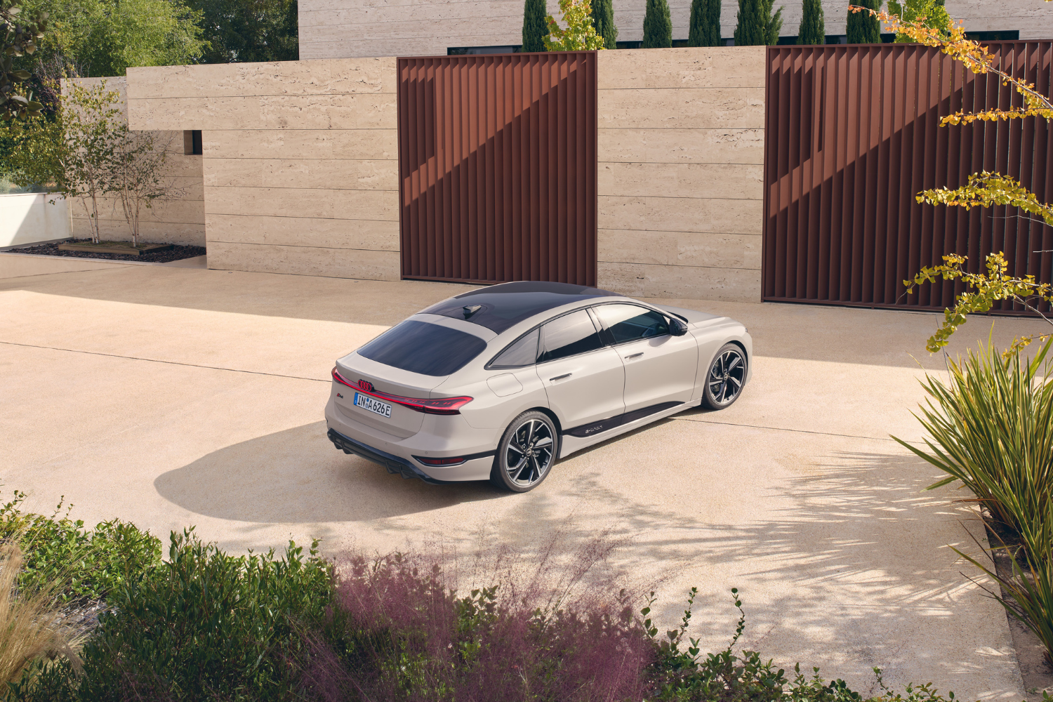 New Audi A6 e-tron Sportback, available at Belfast and Portadown Audi, parked in a driveway