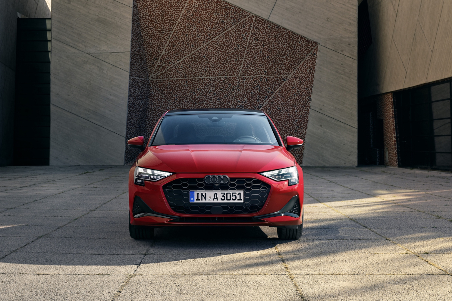 The newly updated 2024 Audi A3 Saloon 2024 in red.