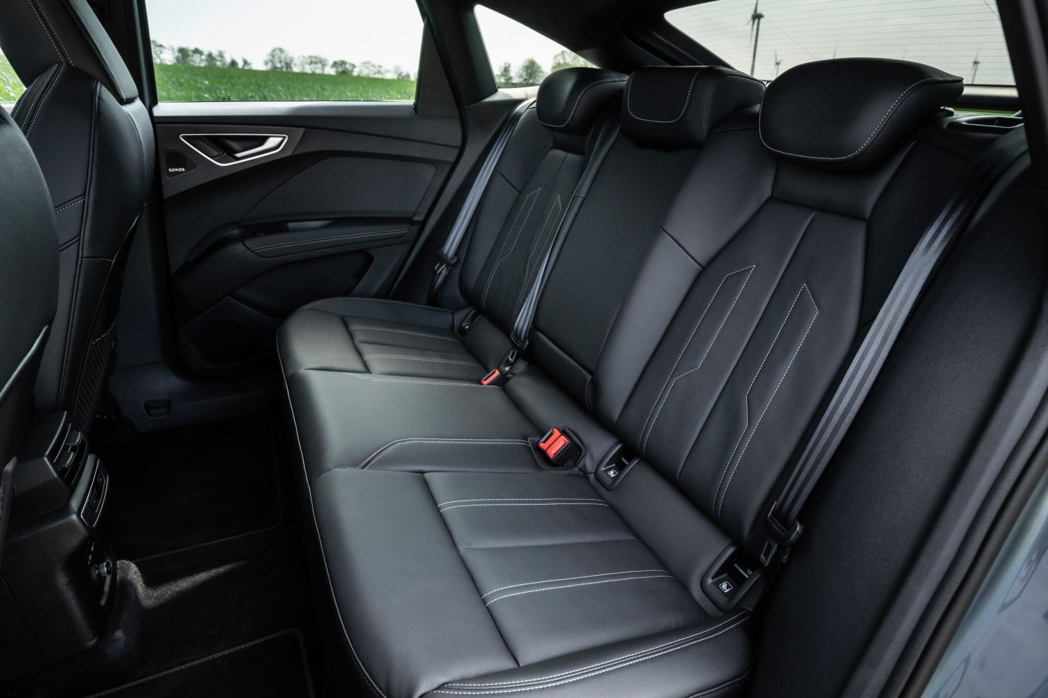 New Audi Q4 Sportback E Tron image of interior black leather seating