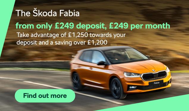 The Škoda Fabia is available to buy from Richmond Škoda from only £249 deposit, £249 per month