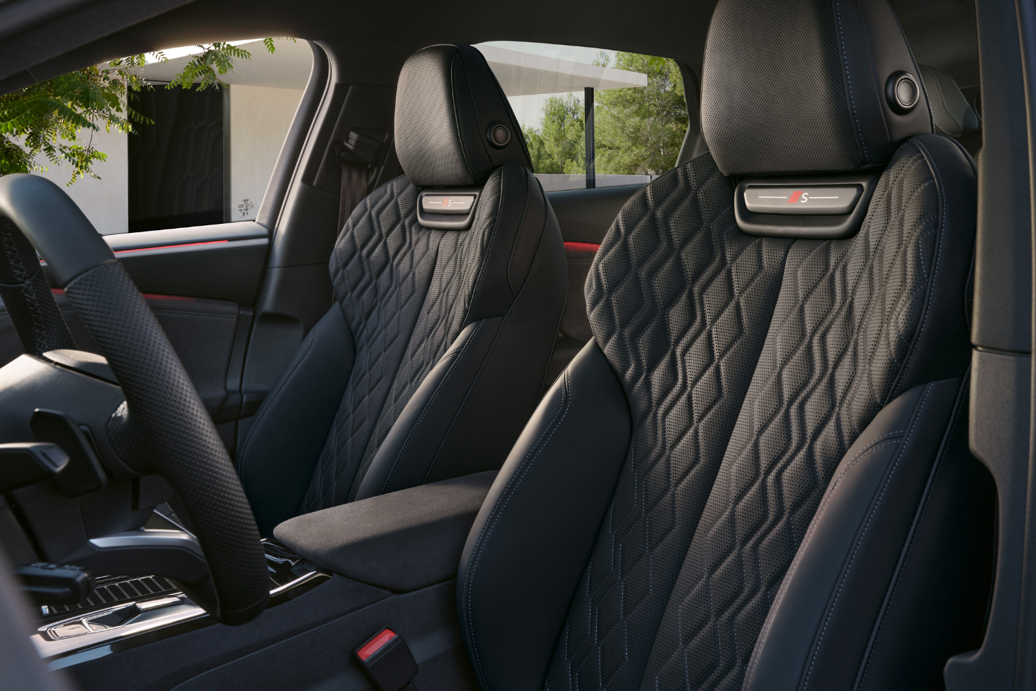 Interior front seats of the new Audi S6 e-tron Sportback, available at Belfast and Portadown Audi.
