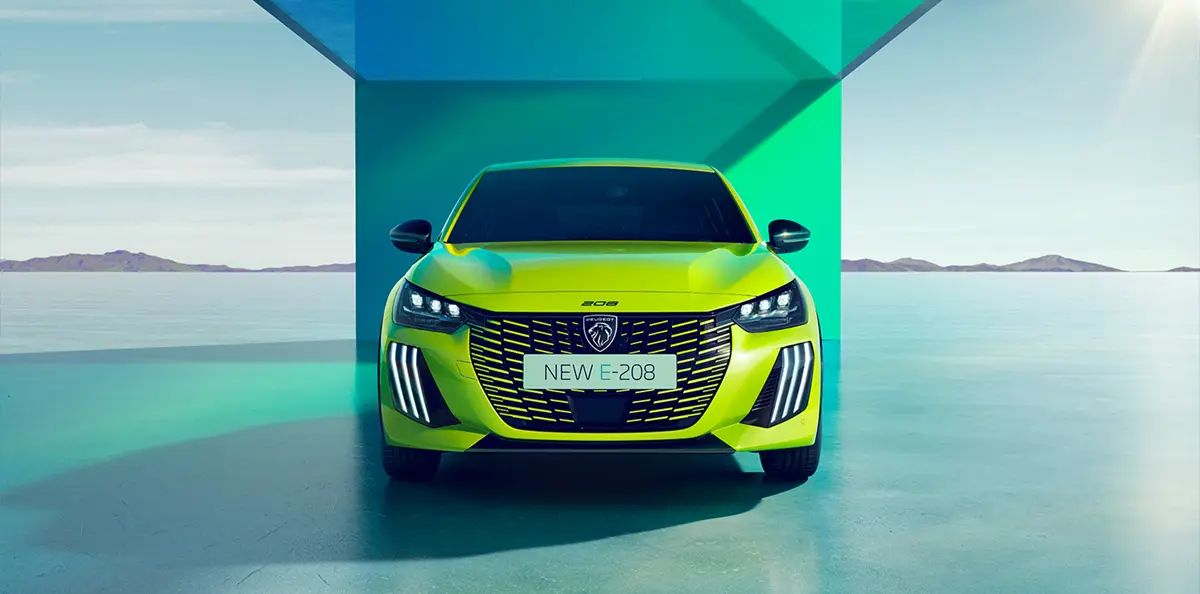 Lime green Peugeot 208