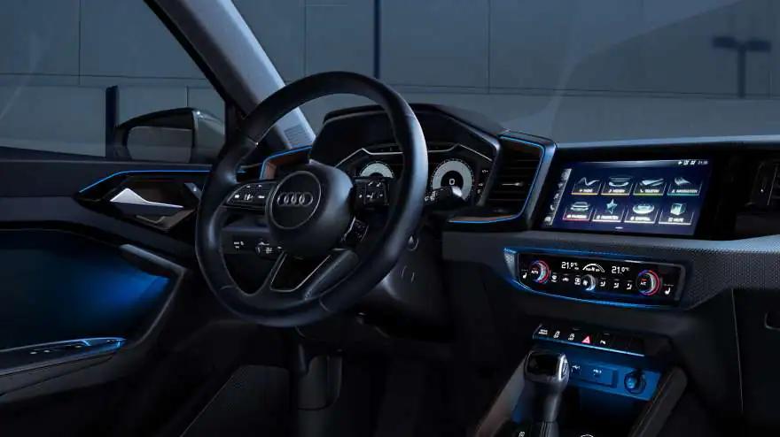 New Audi A1 interior visual of digital cockpit and new infotainment touch screen system with better interior lighting