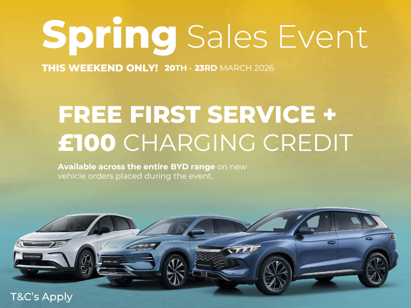 Experience BYD This Spring at Startin BYD Redditch – Free Service & £100 Charging Credit