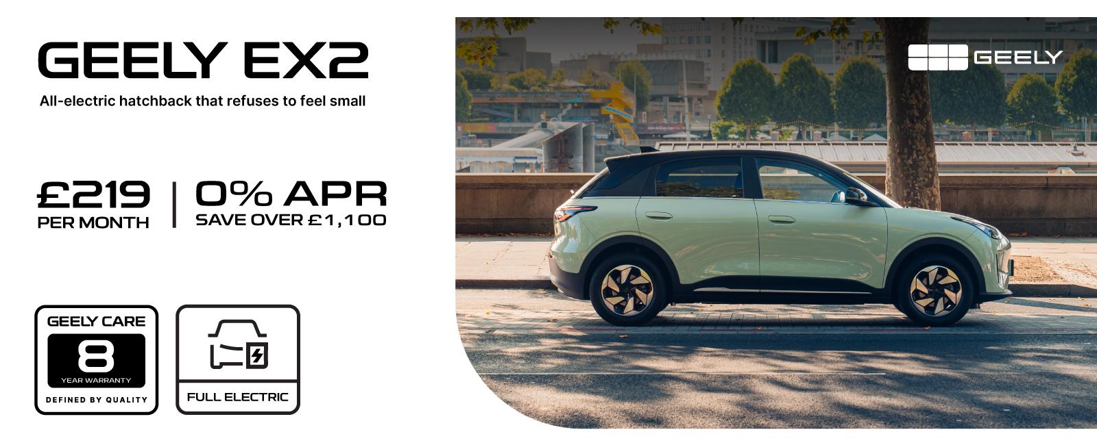 Geely EX2 - Available From Only £219 Per Month with 0% APR