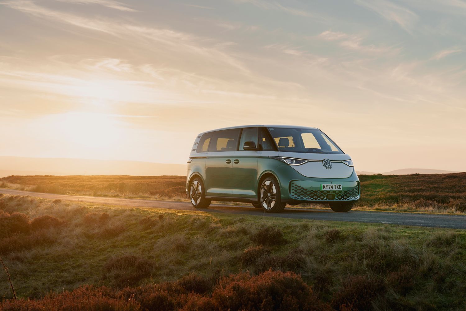 Volkswagen Commecial Electric and Hybrid ID.Buzz People Carrier parked on road in Northern Ireland