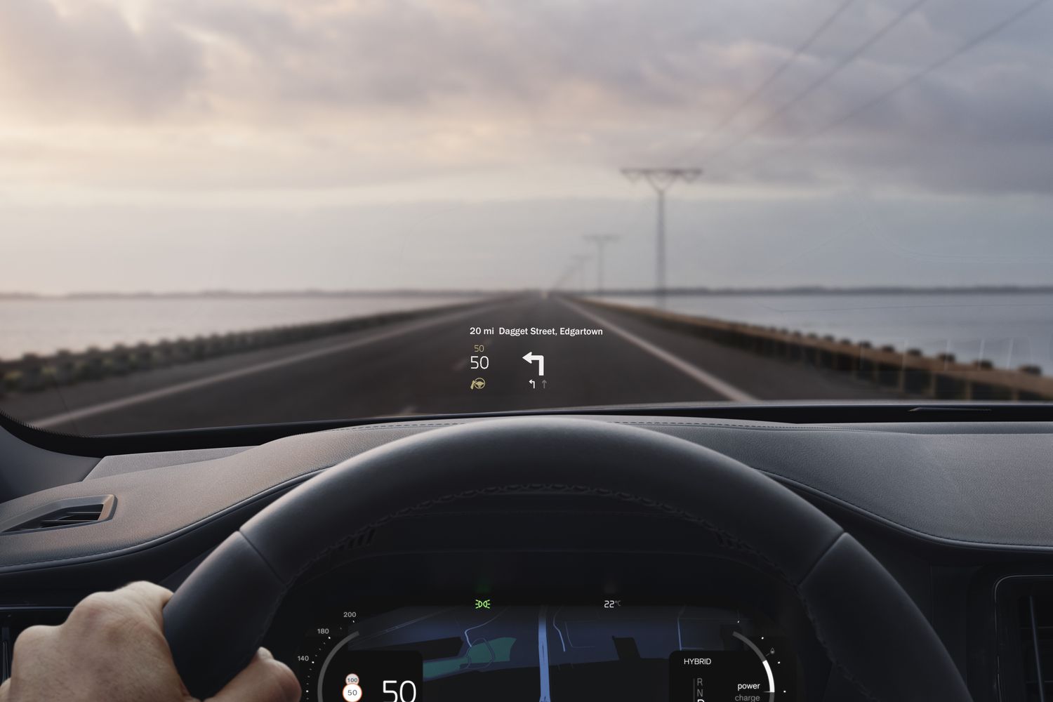 Interior of the new Volvo V60, available at Agnew Belfast Volvo. Featuring a new heads-up display.