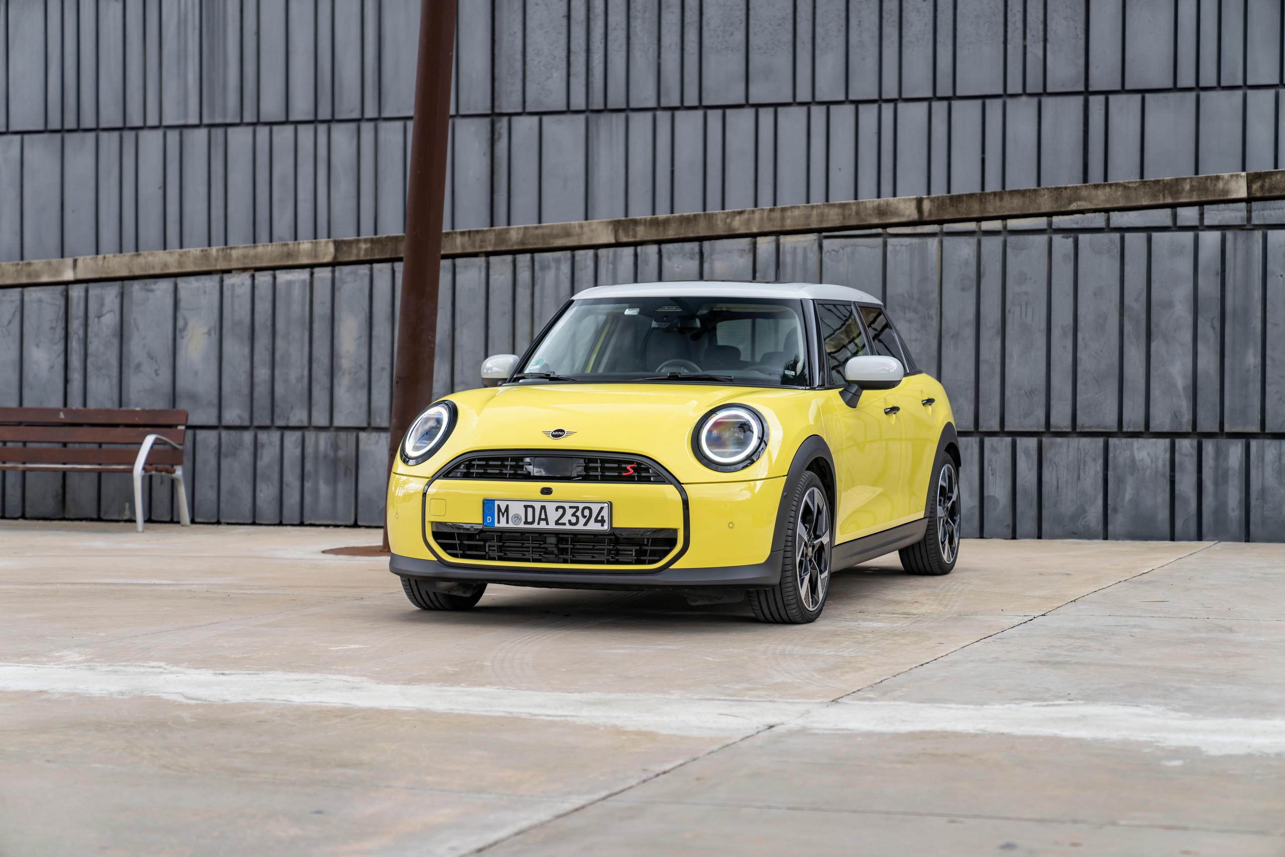 Electric Hybrid MINI Cooper parked in Northern Ireland car park