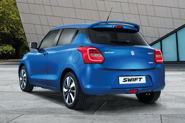 Blue Swift rear exterior image