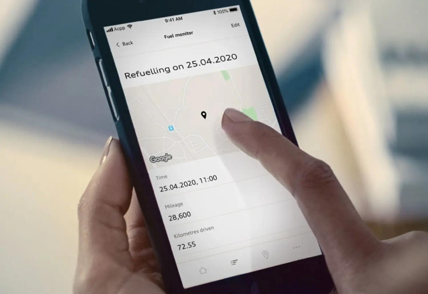 Image showing the refueling section of the Audi Plug and Play app